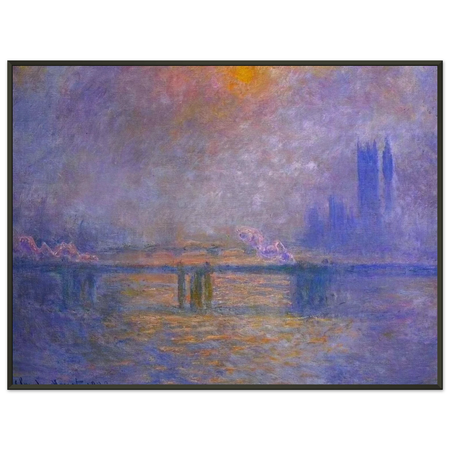 claude monet  Charing Cross Bridge The Thames 02 Framed Art Print  - Aluminum Frame - 60x80 cm / 24x32 inches