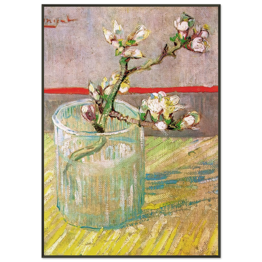 Vincent van Gogh  Blossoming Almond Branch in a Glass Framed Art Print  - Aluminum Frame - 21x29.7 cm / 8x12"
