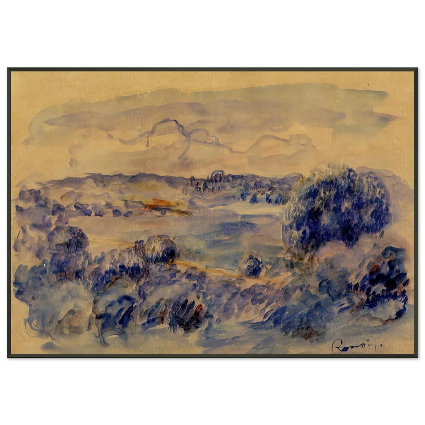 PierreAuguste Renoir  Guernsey Landscape Framed Art Print  - Aluminum Frame - 21x29.7 cm / 8x12"