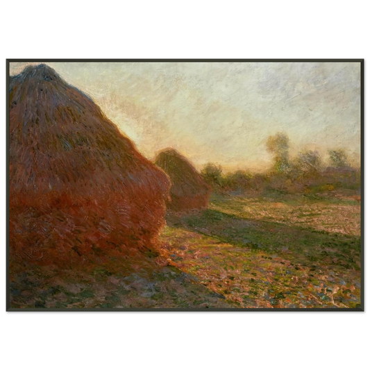 claude monet  Haystacks Last Sunrays Framed Art Print  - Aluminum Frame - 21x29.7 cm / 8x12"