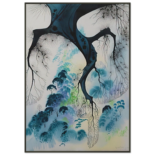 Eyvind Earle  Coastline Framed Art Print  - Aluminum Frame - 21x29.7 cm / 8x12"