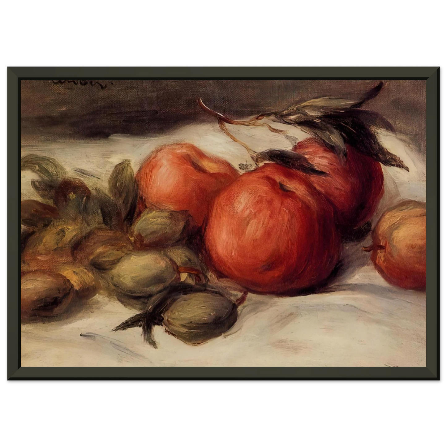 PierreAuguste Renoir  Still Life with Apples and Almonds Framed Art Print  - Aluminum Frame - 40x50 cm / 16x20 inches