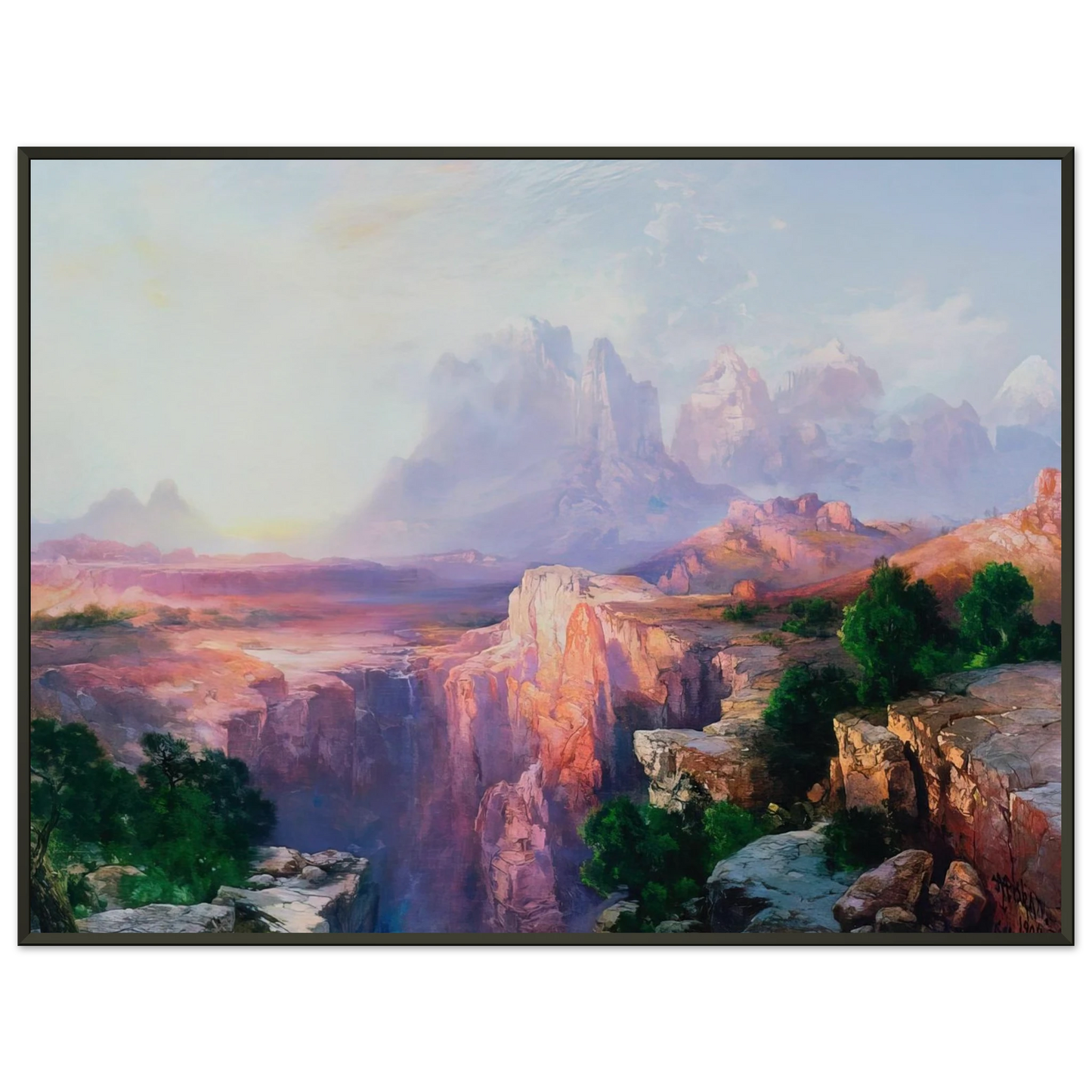 Thomas Moran  Rock Towers of the Rio Virgin Framed Art Print  - Aluminum Frame - 60x80 cm / 24x32 inches