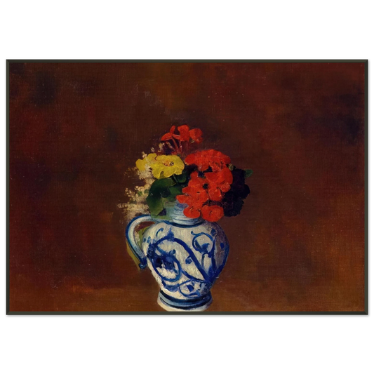Odilon Redon  GERANIUMS AND OTHER FLOWERS IN A STONEWARE VASE Framed Art Print  - Aluminum Frame - 21x29.7 cm / 8x12"