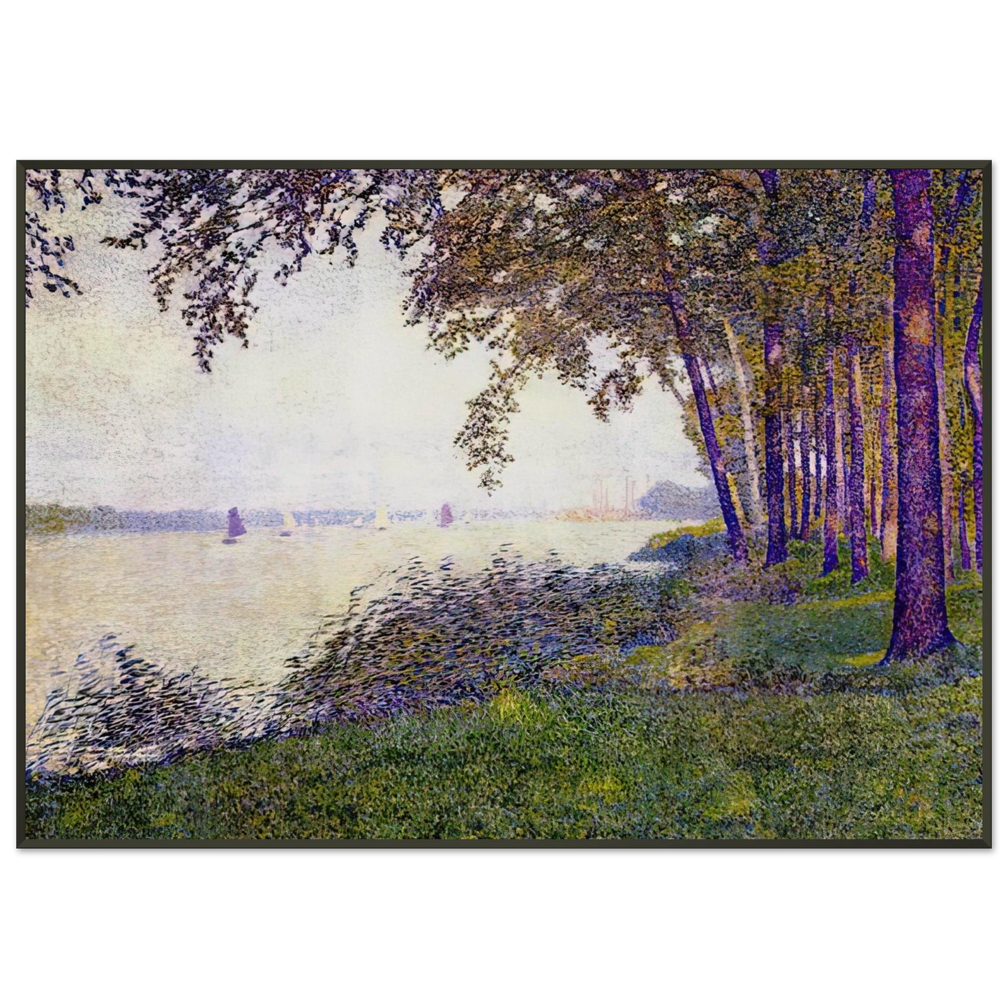 Theo van Rysselberghe  THE SCHELDE UPSTREAM FROM ANTWERP AFTER FOG 1892 Framed Art Print  - Aluminum Frame - 21x29.7 cm / 8x12"