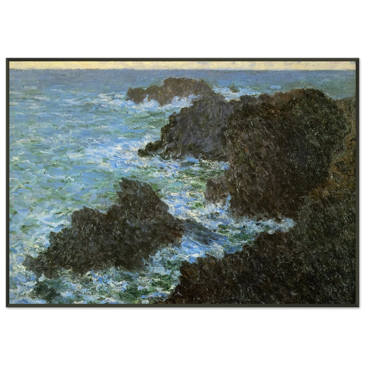 claude monet  The rocks of BelleIle Framed Art Print  - Aluminum Frame - 21x29.7 cm / 8x12"