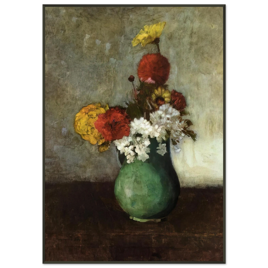 Odilon Redon  VASE OF FLOWERS 1900 Framed Art Print  - Aluminum Frame - 21x29.7 cm / 8x12"