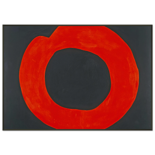 Jiro Yoshihara  Red Circle on Black  1965 Framed Art Print  - Aluminum Frame - 21x29.7 cm / 8x12"