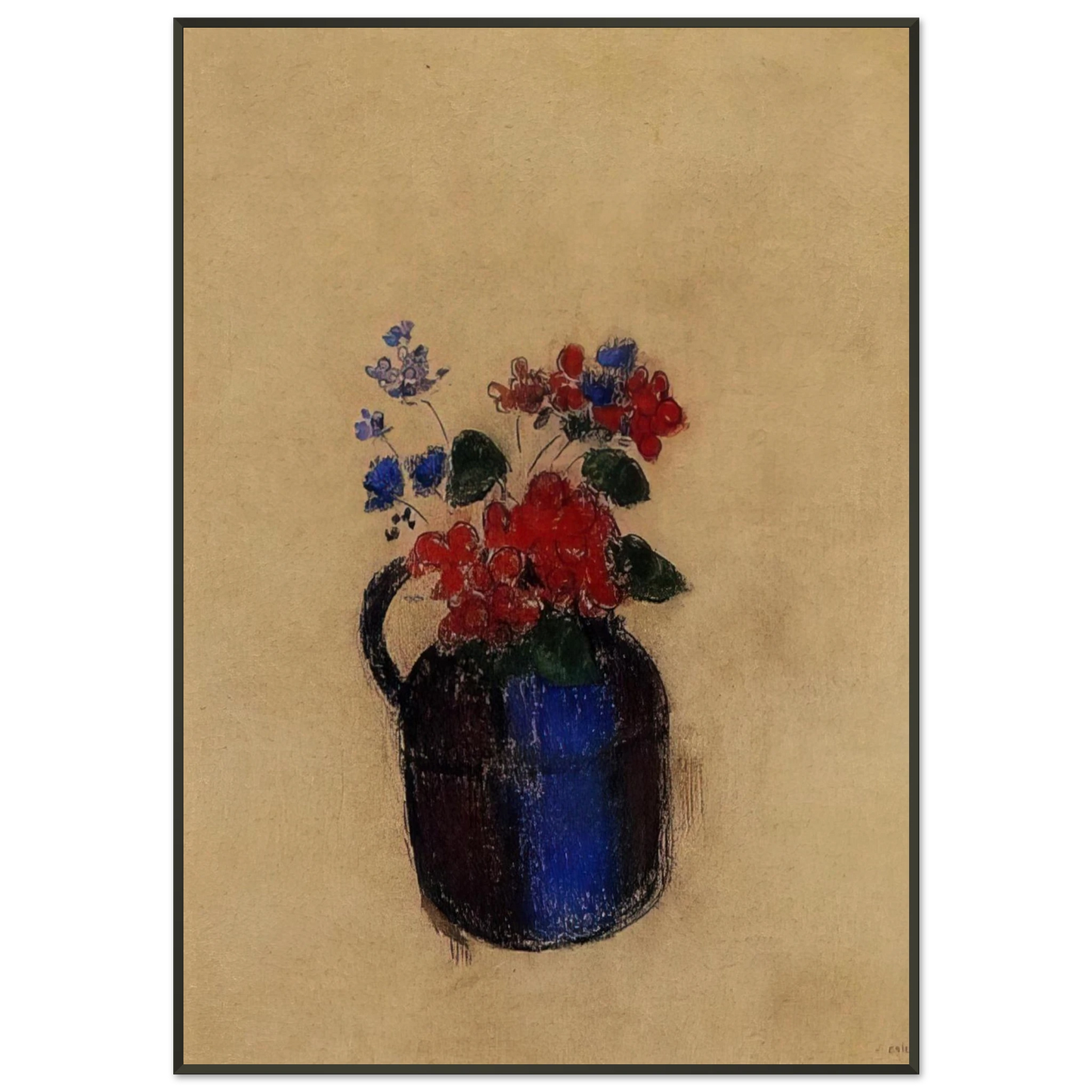 Odilon Redon  SMALL BOUQUET IN A PITCHER Framed Art Print  - Aluminum Frame - 21x29.7 cm / 8x12"