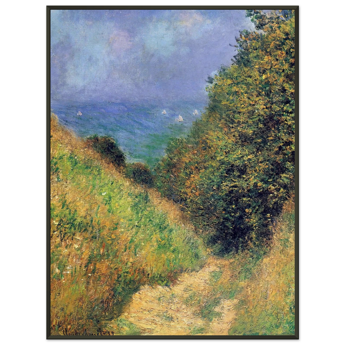 claude monet  Path at Pourville 02 Framed Art Print  - Aluminum Frame - 60x80 cm / 24x32 inches