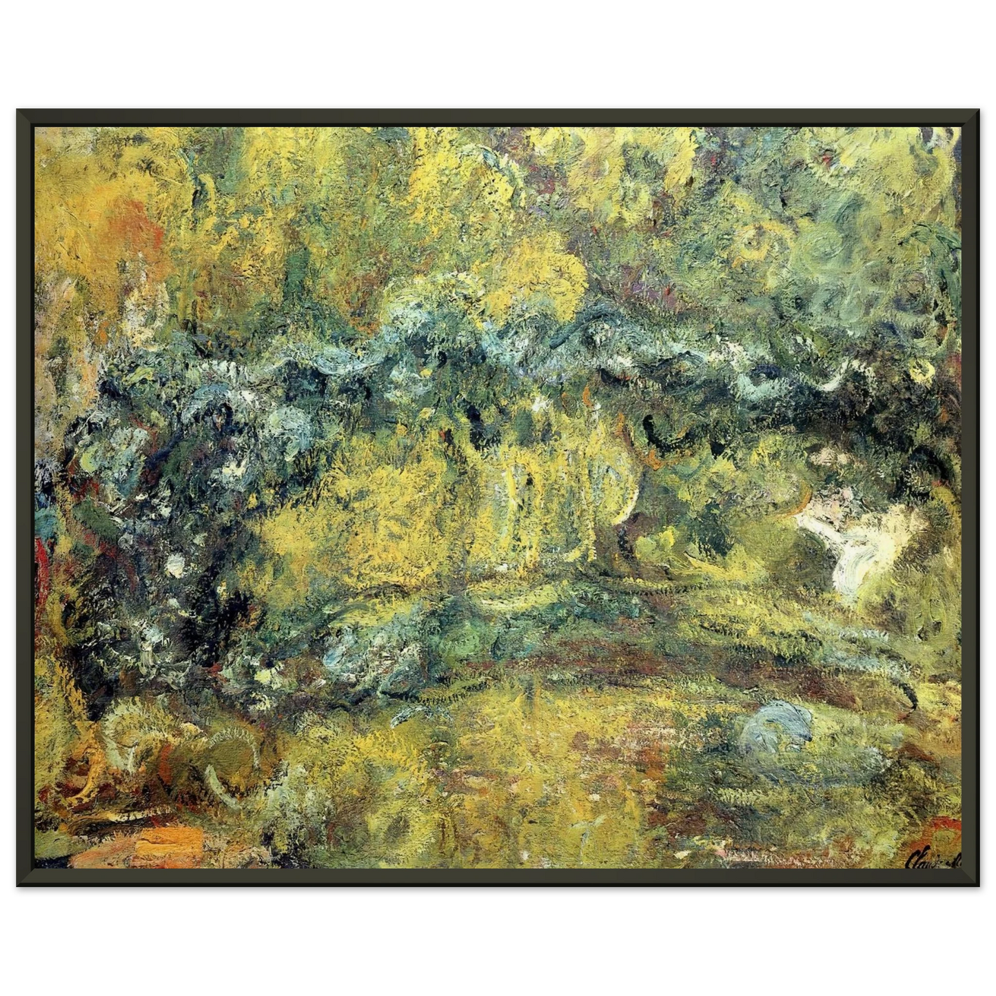 claude monet  The Japanis Bridge Footbridge over the WaterLily Pond Framed Art Print  - Aluminum Frame - 40x50 cm / 16x20 inches