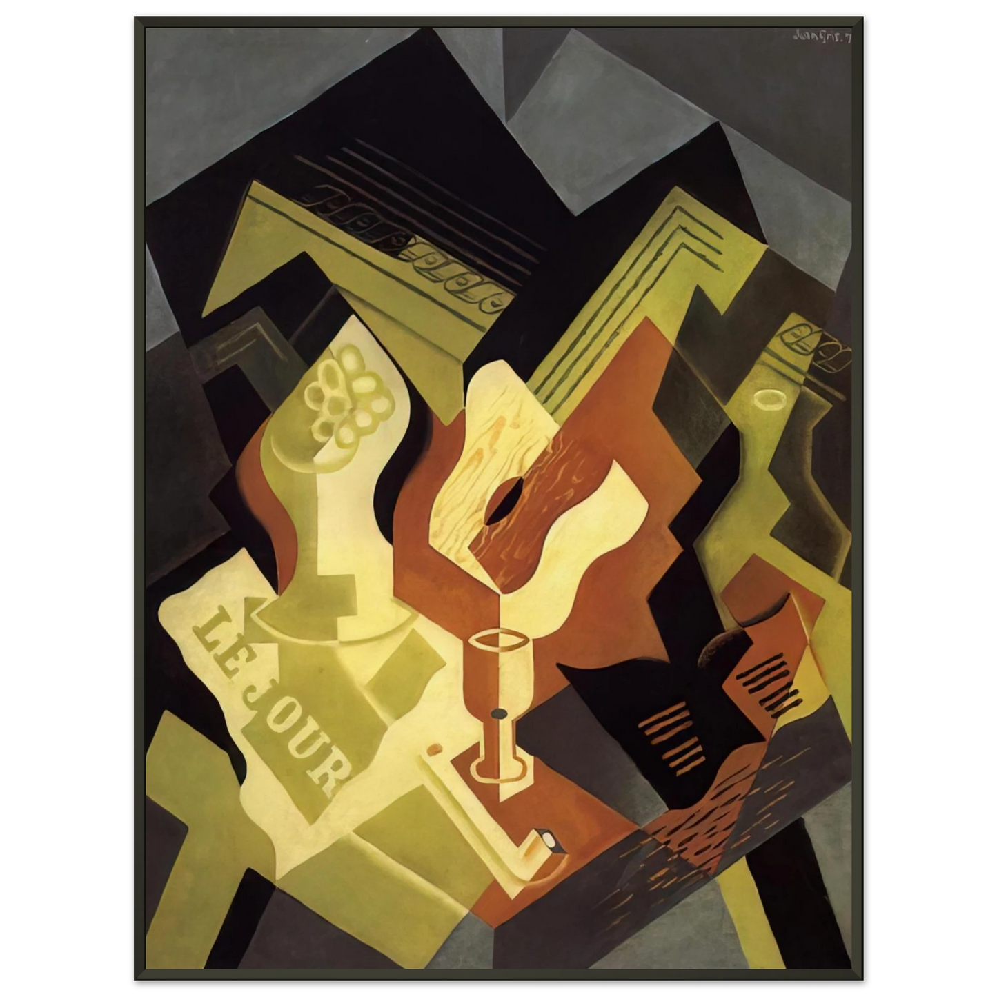 Juan Gris  GUITAR AND FRUIT DISH Framed Art Print  - Aluminum Frame - 70x100 cm / 28x40 inches