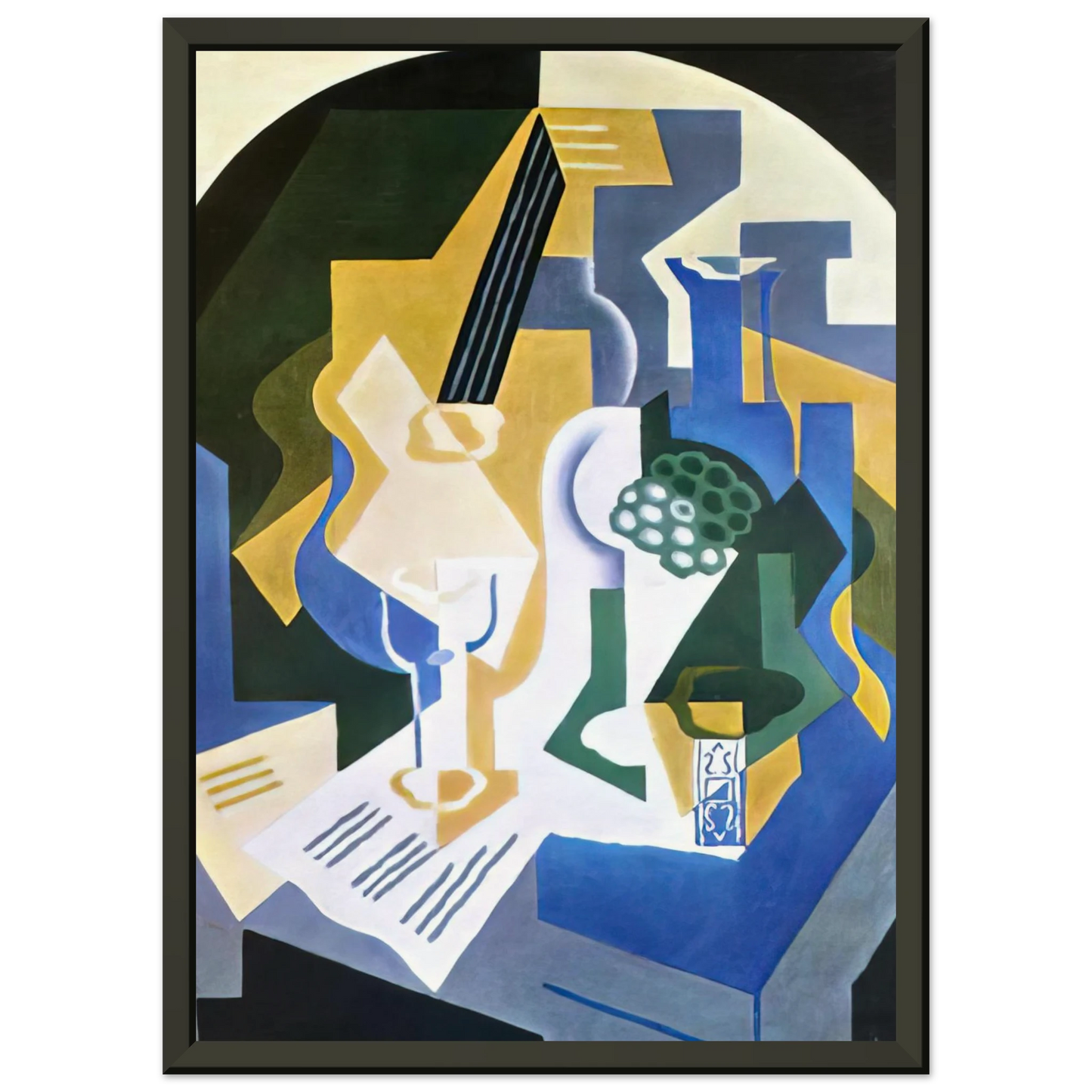 Juan Gris  STILL LIFE WITH FRUIT BOWL AND MANDOLIN 1919 Framed Art Print  - Aluminum Frame - 70x100 cm / 28x40 inches