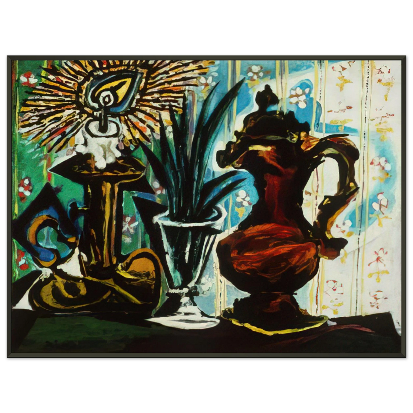 Pablo Picasso  Still life with candle Framed Art Print  - Aluminum Frame - 70x100 cm / 28x40 inches