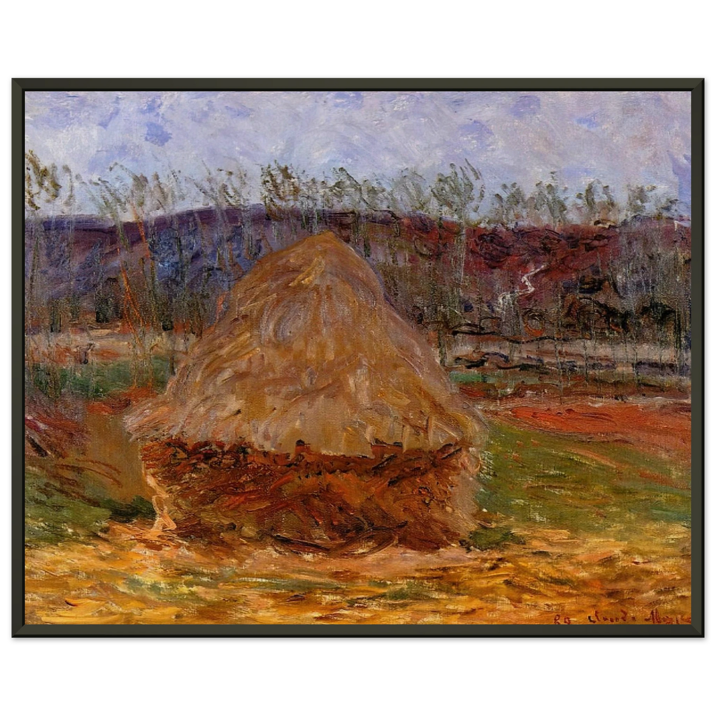 claude monet  Grainstack at Giverny Framed Art Print  - Aluminum Frame - 60x80 cm / 24x32 inches