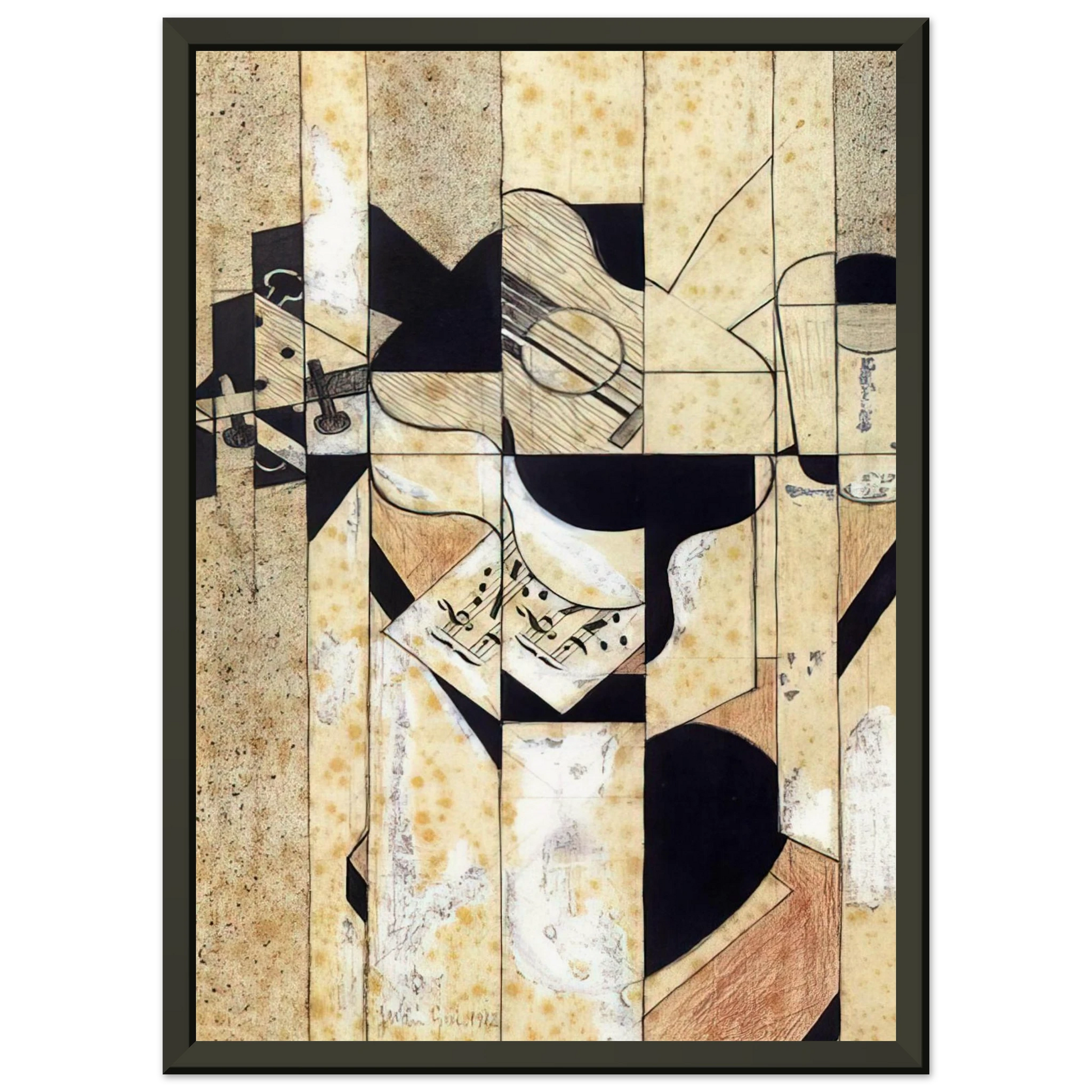 Juan Gris  GUITAR AND GLASS 1912 Framed Art Print  - Aluminum Frame - 70x100 cm / 28x40 inches