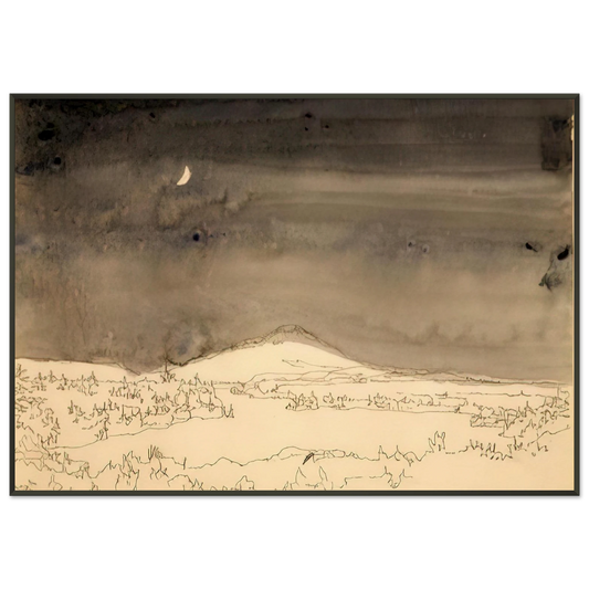 Neil Welliver  Untitled Night Scene Study  Contemporary Realism Framed Art Print  - Aluminum Frame - 21x29.7 cm / 8x12"