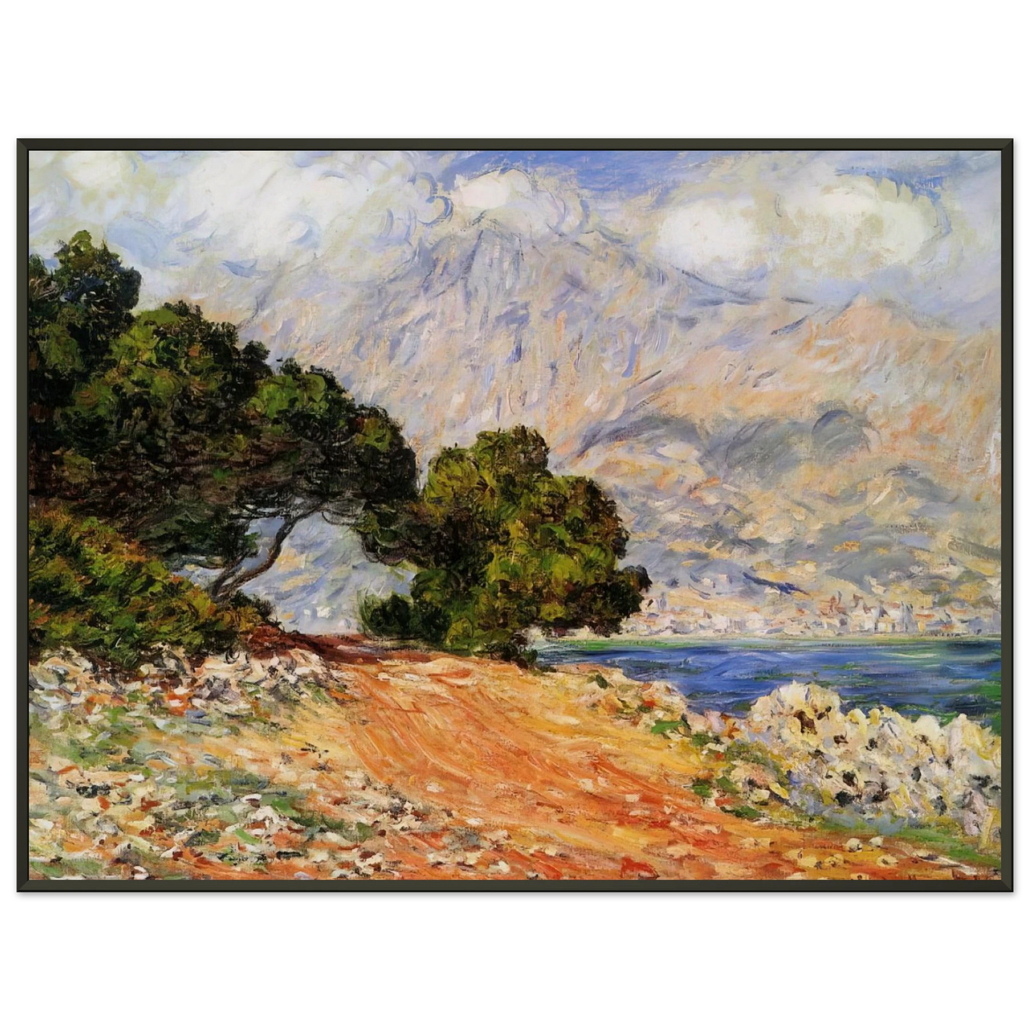 claude monet  Meton Seen from Cap Martin Framed Art Print  - Aluminum Frame - 70x100 cm / 28x40 inches