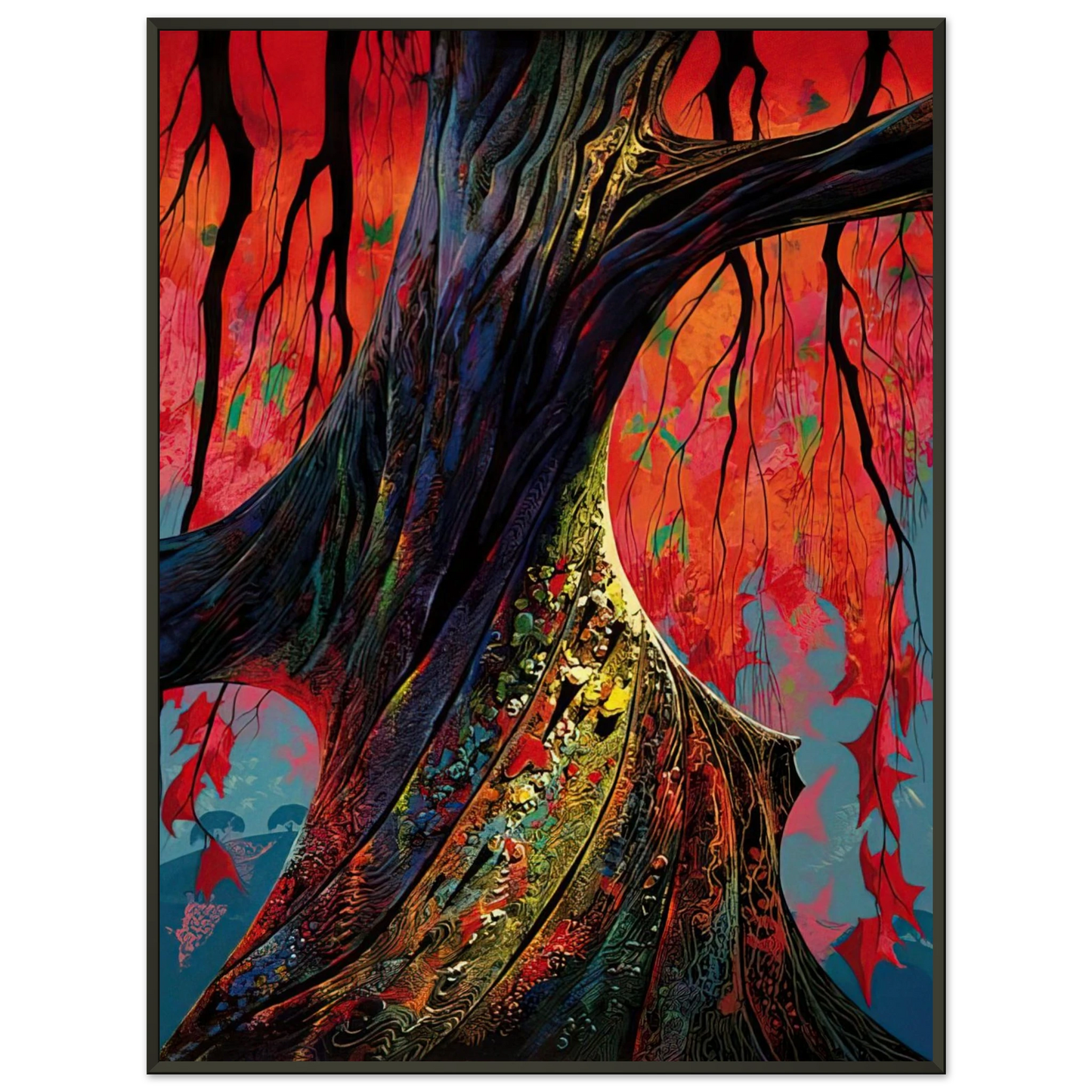 Eyvind Earle  Fire red and gold Framed Art Print  - Aluminum Frame - 70x100 cm / 28x40 inches