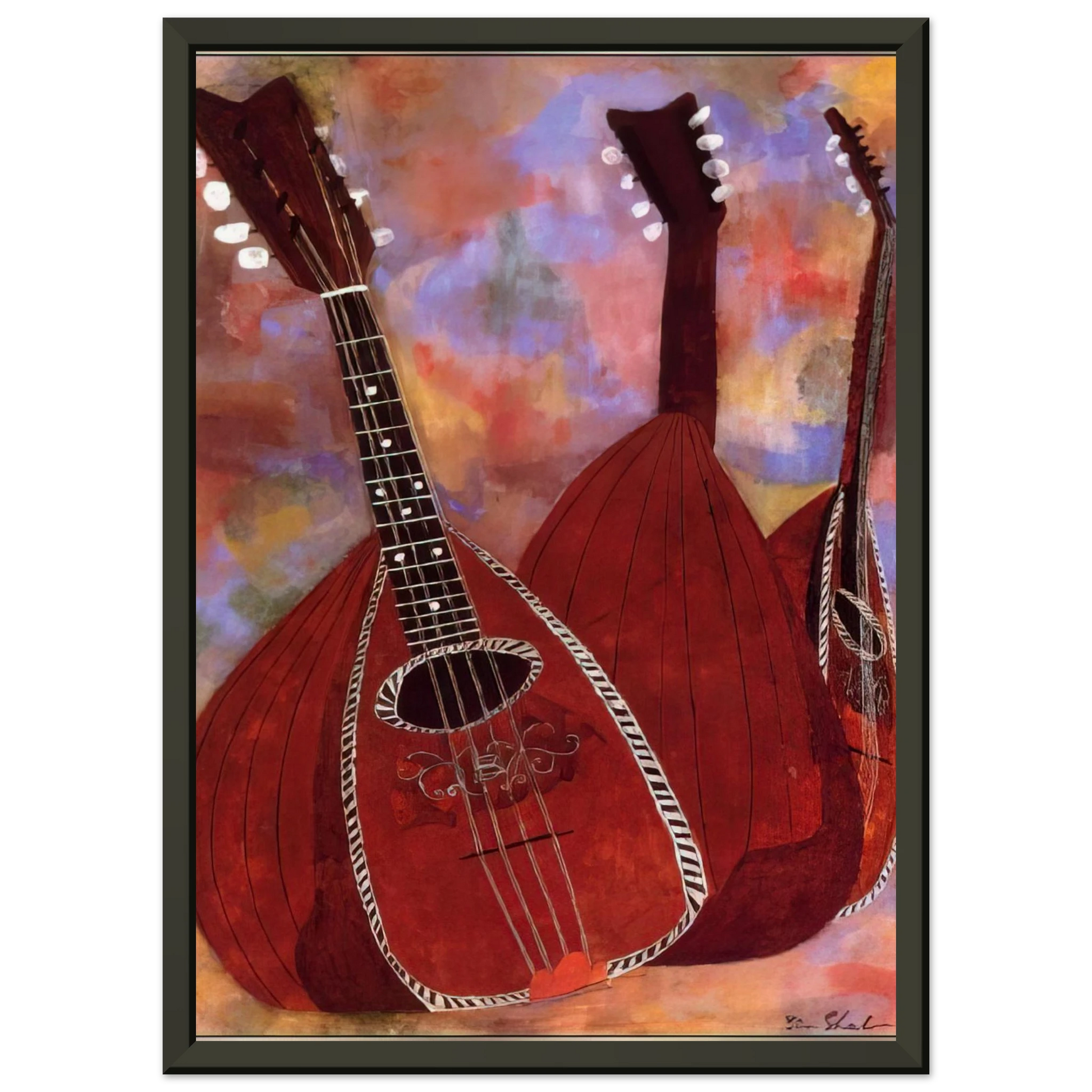 Ben Shahn  THREE LUTES Framed Art Print  - Aluminum Frame - 70x100 cm / 28x40 inches