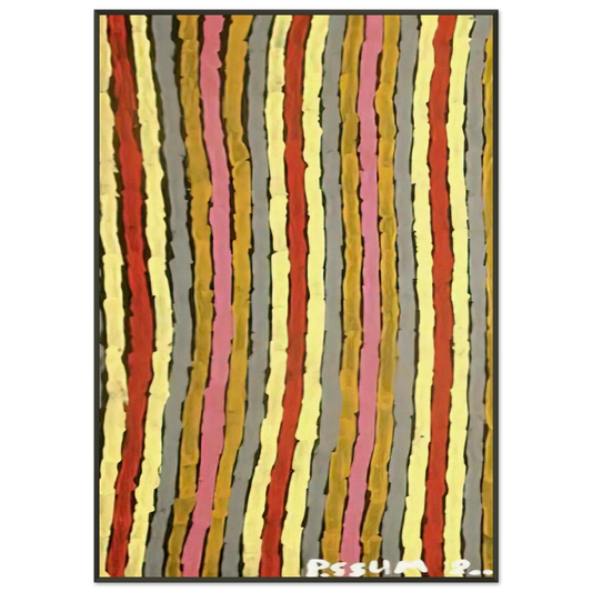 Clifford Possum Tjapaltjarri  Ceremonial Paint Floor Napperby  2001 Framed Art Print  - Aluminum Frame - 21x29.7 cm / 8x12"