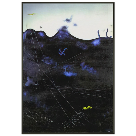 Yves Tanguy  Blue Bed Framed Art Print  - Aluminum Frame - 21x29.7 cm / 8x12"