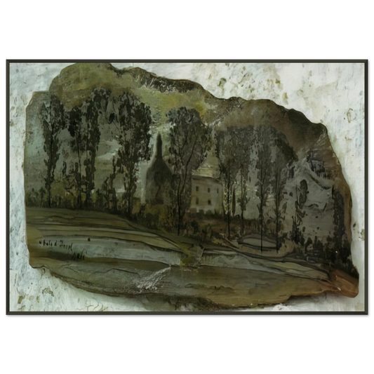Salvador Dali  VIEW OF PUBOL Framed Art Print  - Aluminum Frame - 21x29.7 cm / 8x12"