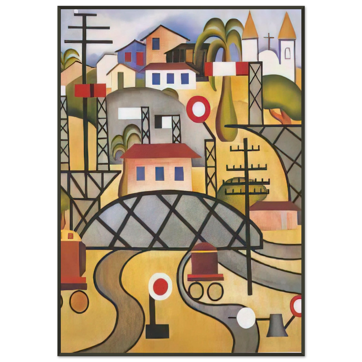 Tarsila do Amaral  EFCB Estrada de Ferro Central do Brasil Framed Art Print  - Aluminum Frame - 21x29.7 cm / 8x12"
