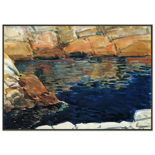 Childe Hassam  Looking into Beryl Pool Framed Art Print  - Aluminum Frame - 21x29.7 cm / 8x12"