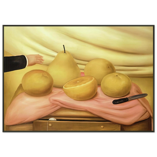Fernando Botero  STILL LIFE WITH FRUITS Framed Art Print  - Aluminum Frame - 21x29.7 cm / 8x12"