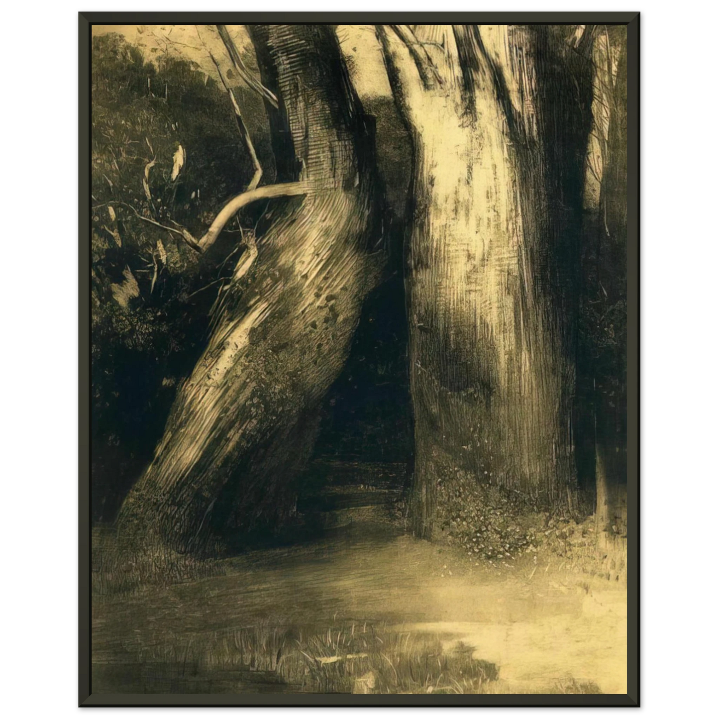 Odilon Redon  TWO TREES 1875 Framed Art Print  - Aluminum Frame - 70x100 cm / 28x40 inches