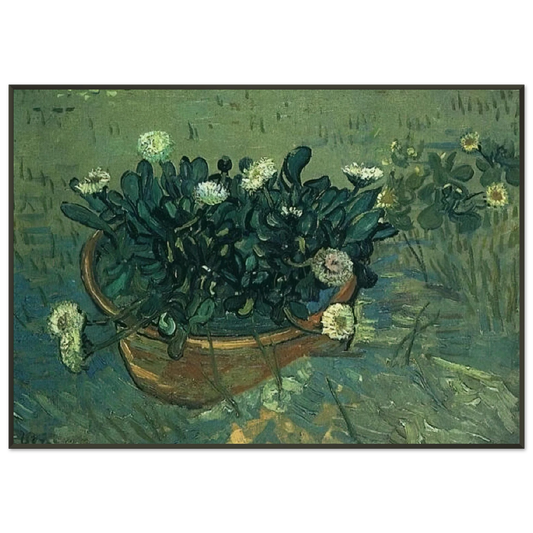 Vincent van Gogh  Still Life Bowl with Daisies Framed Art Print  - Aluminum Frame - 21x29.7 cm / 8x12"