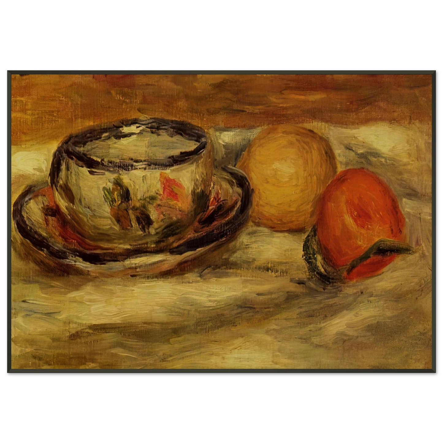 PierreAuguste Renoir  Cup Lemon and Tomato Framed Art Print  - Aluminum Frame - 21x29.7 cm / 8x12"