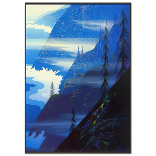 Eyvind Earle  Stardust blue Framed Art Print  - Aluminum Frame - 21x29.7 cm / 8x12"
