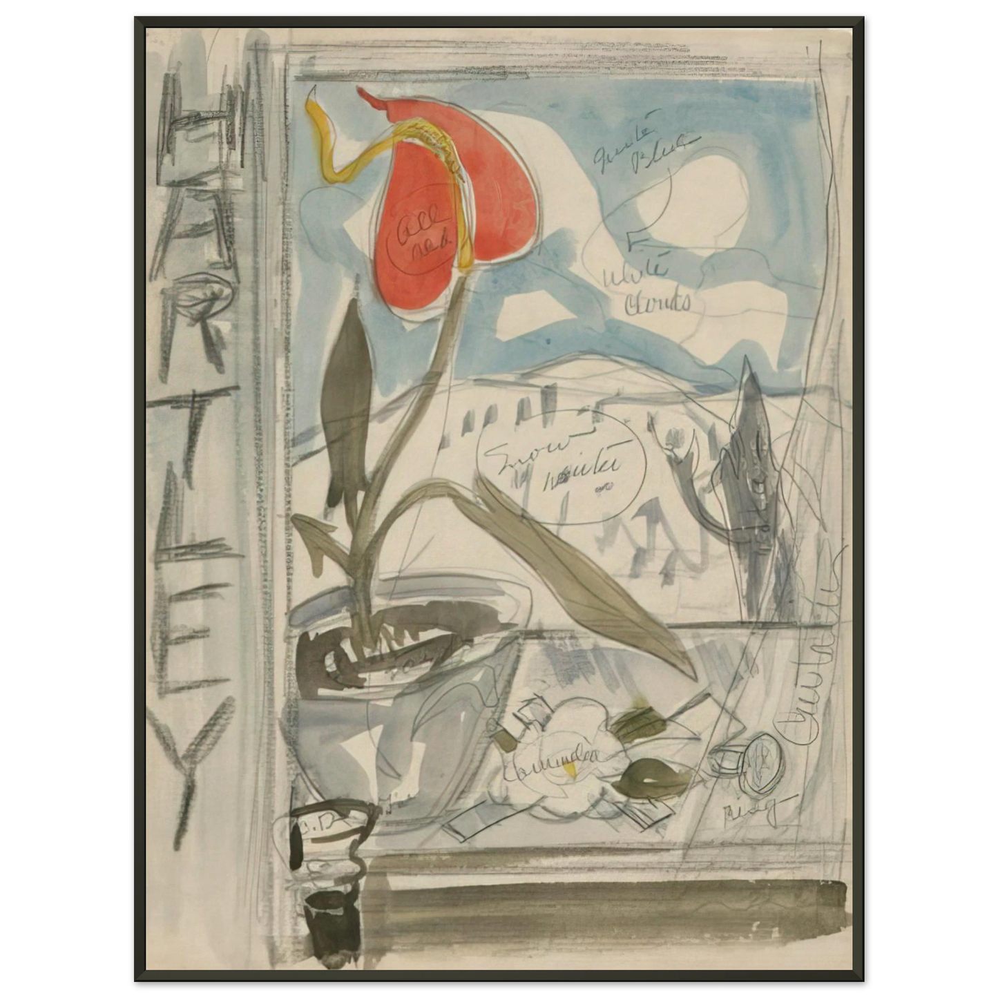 Charles Demuth  Study for Poster Portrait Marsden Hartley  1924 Framed Art Print  - Aluminum Frame - 60x80 cm / 24x32 inches