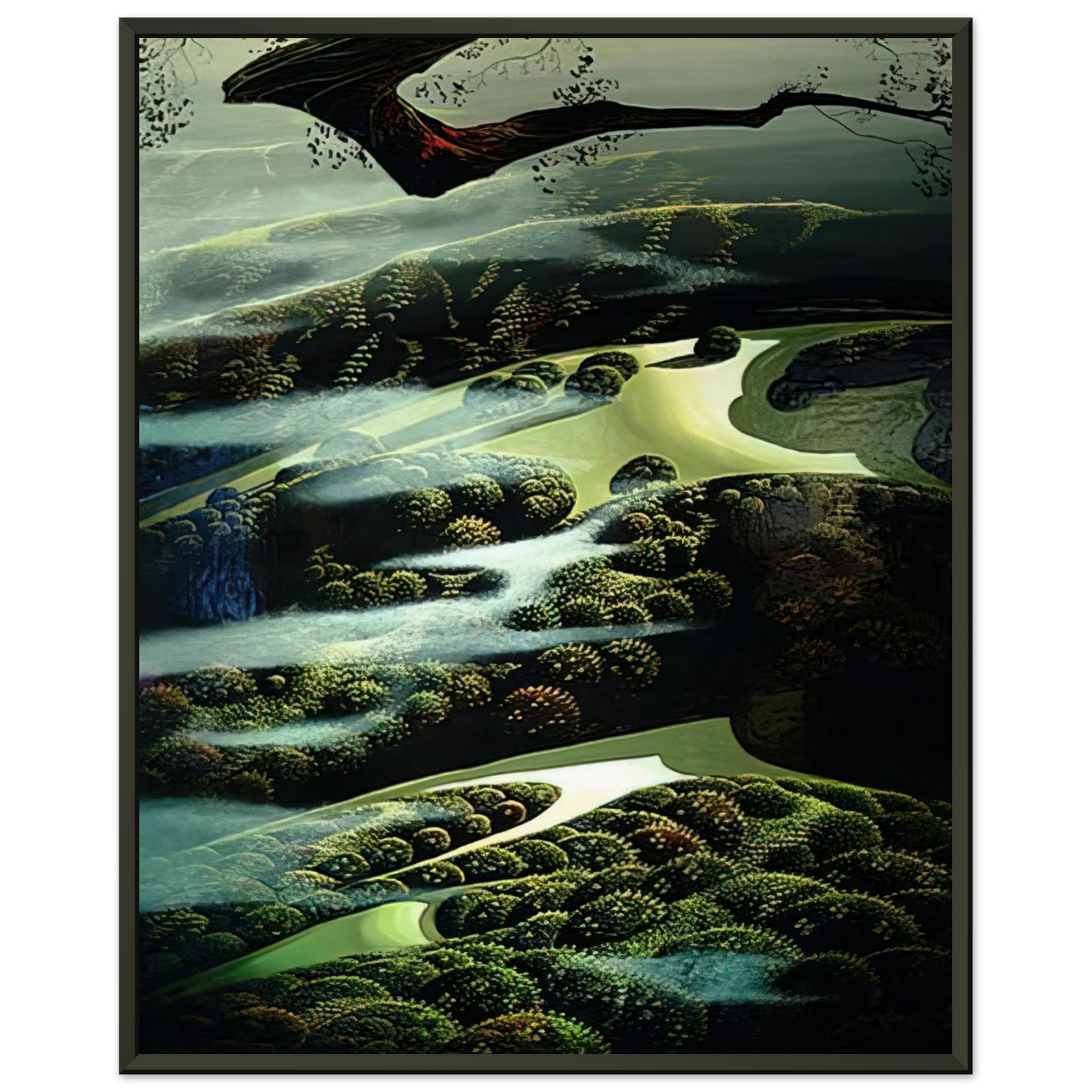 Eyvind Earle  Carmel Valley Memory Framed Art Print  - Aluminum Frame - 40x50 cm / 16x20 inches