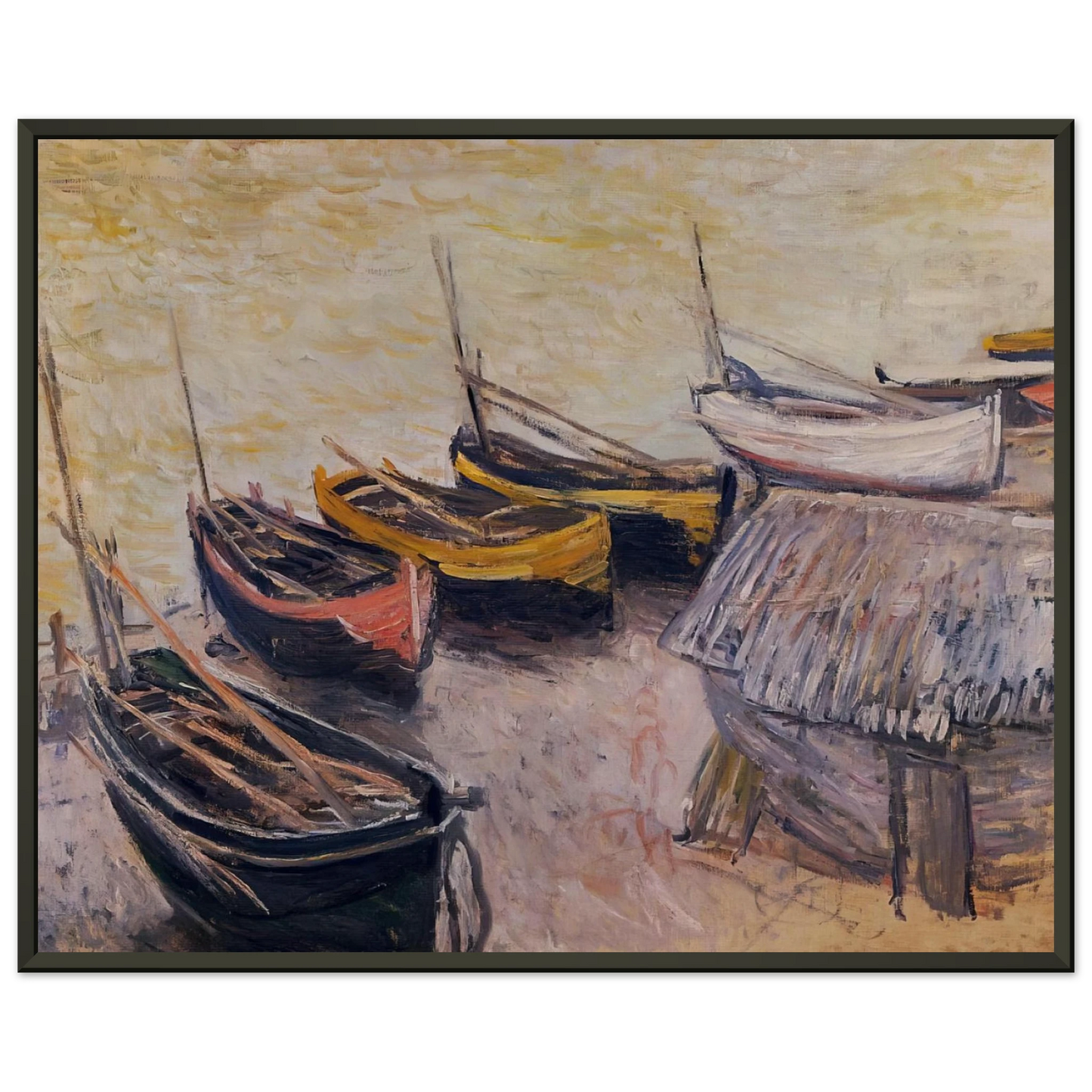 claude monet  Boats on the Beach Framed Art Print  - Aluminum Frame - 60x80 cm / 24x32 inches