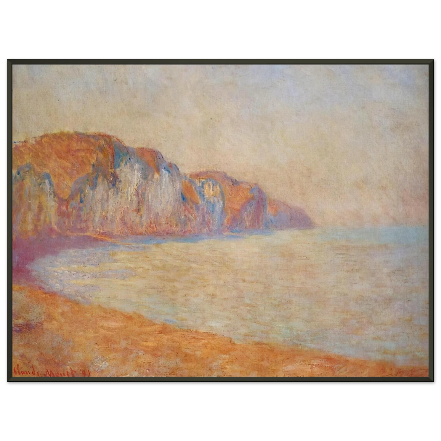 claude monet  Cliff at Pourville in the Morning Framed Art Print  - Aluminum Frame - 70x100 cm / 28x40 inches