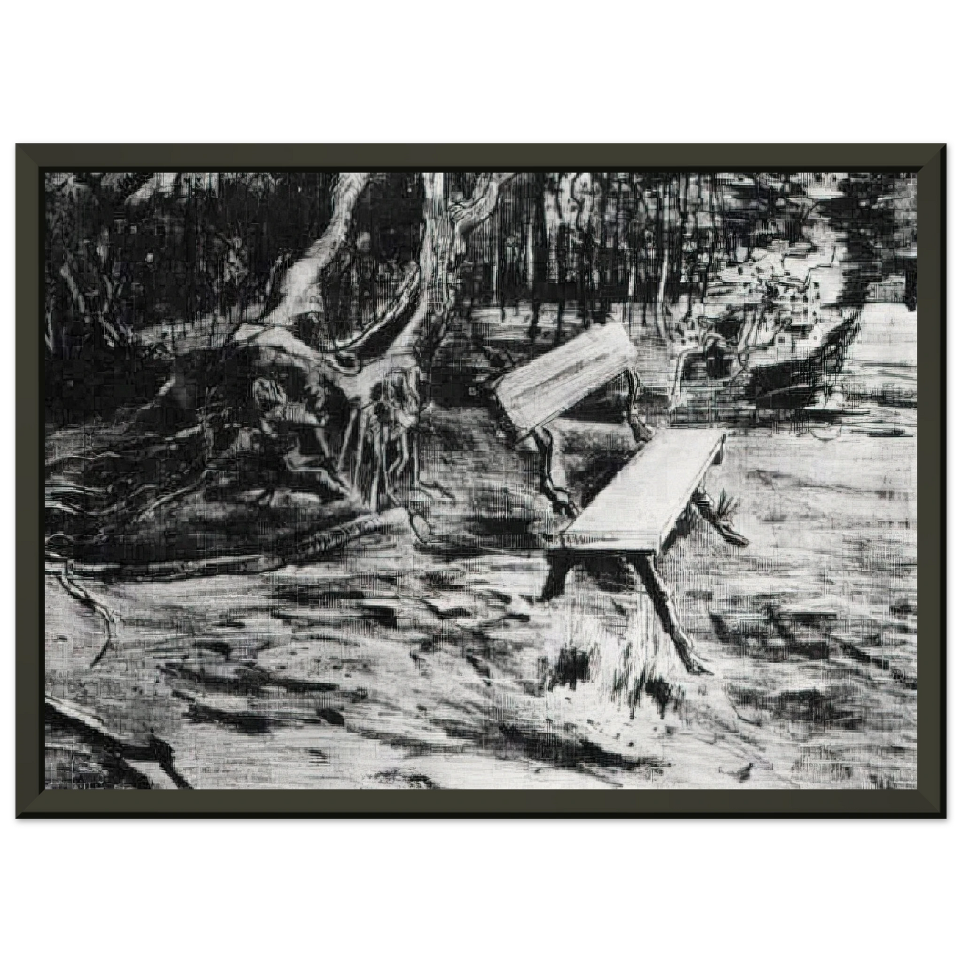 Vincent van Gogh  Bench in a Wood Framed Art Print  - Aluminum Frame - 40x50 cm / 16x20 inches