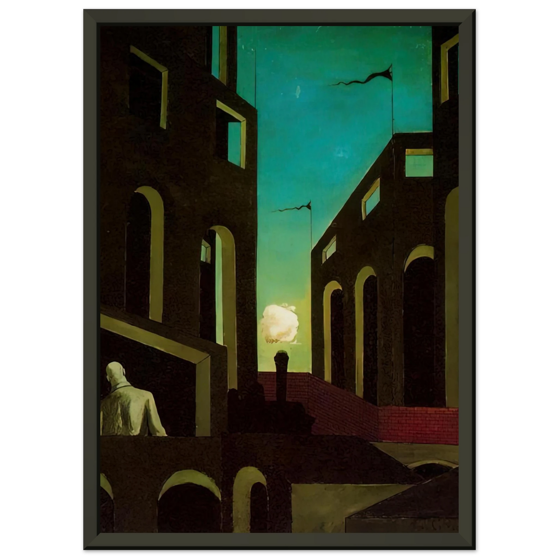 Giorgio de Chirico  HAPPINESS OF RETURNING 1915 Framed Art Print  - Aluminum Frame - 70x100 cm / 28x40 inches