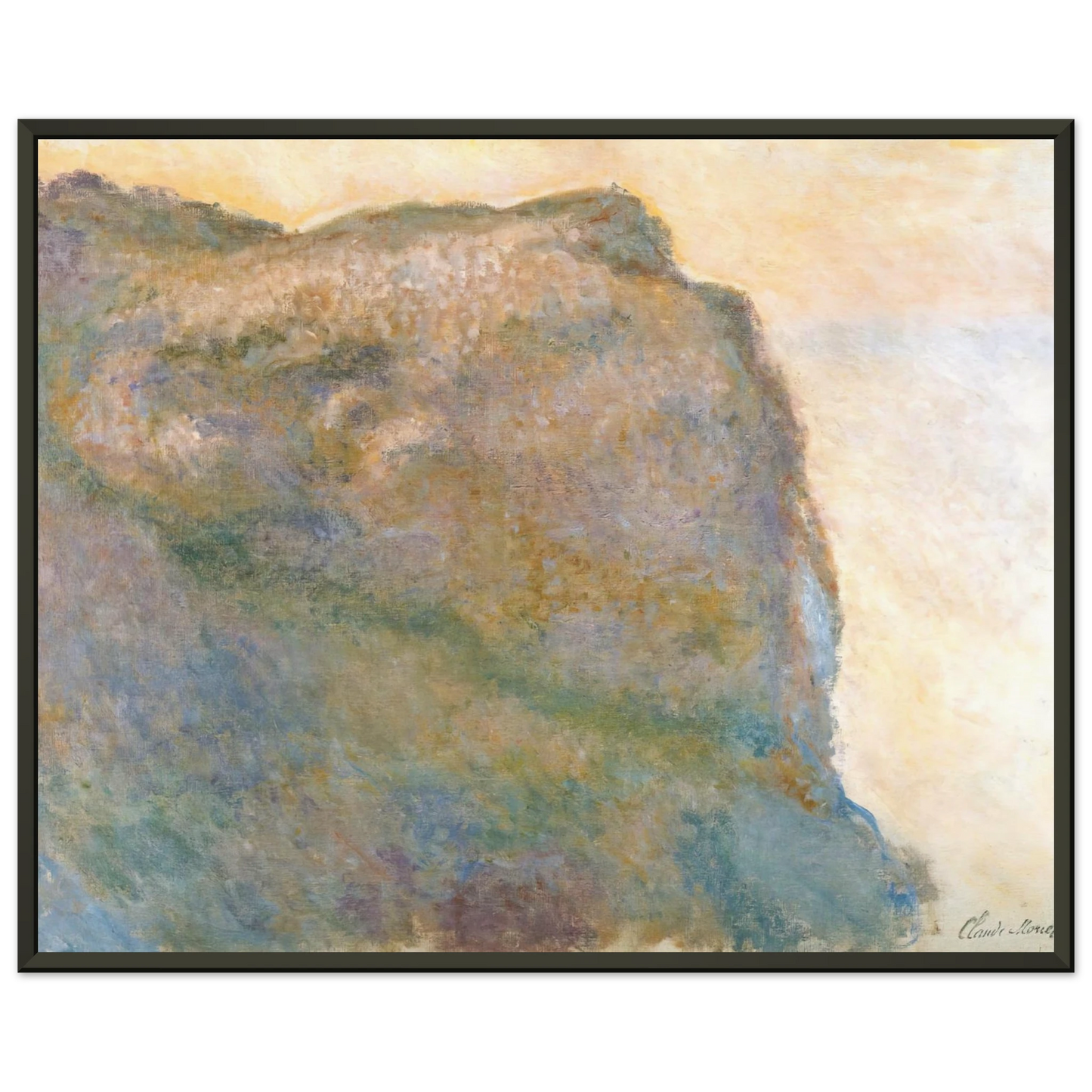 claude monet  Cliff at Petit Ailly Framed Art Print  - Aluminum Frame - 40x50 cm / 16x20 inches