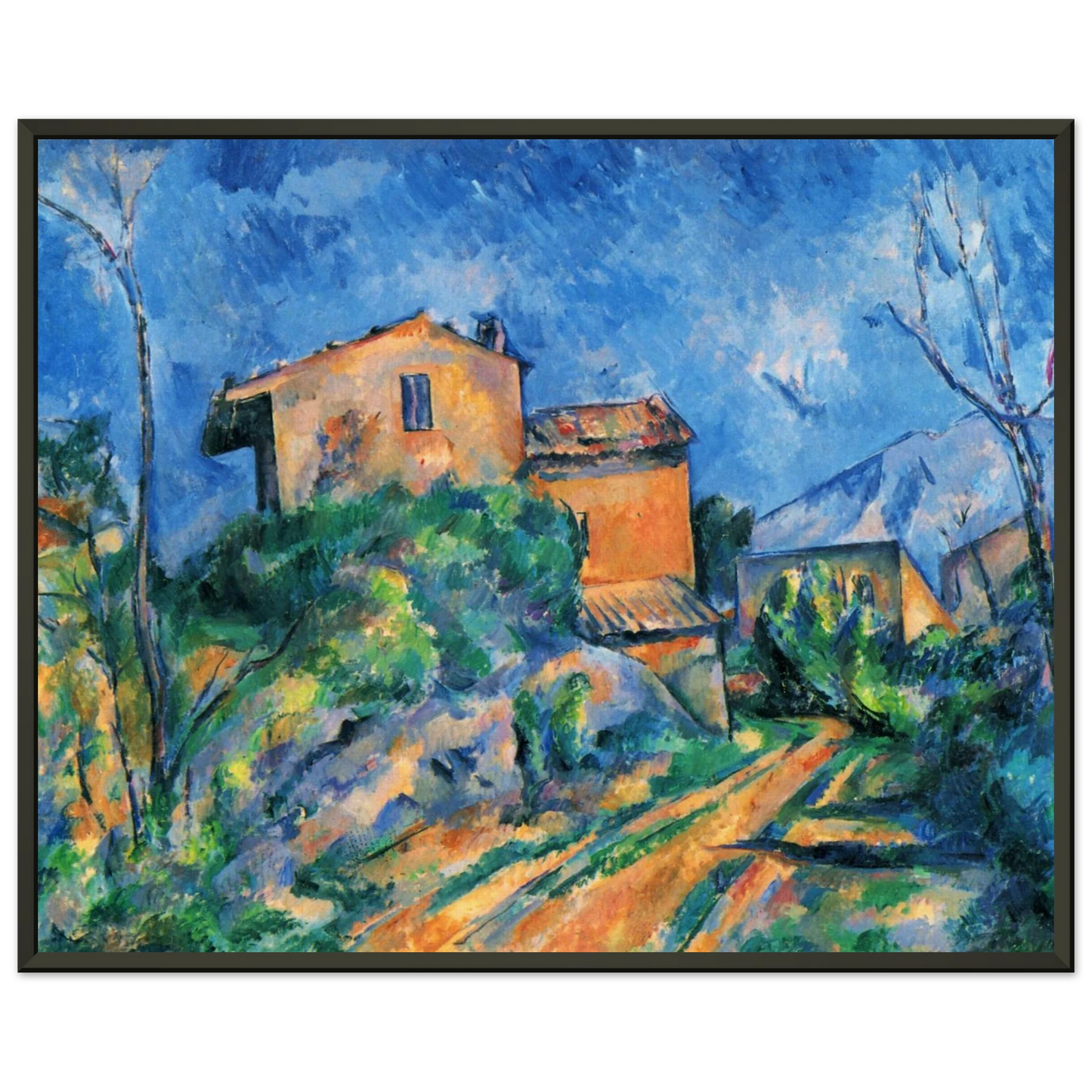 Paul Cezanne  Maison Maria with a View of Chateau Noir Framed Art Print  - Aluminum Frame - 40x50 cm / 16x20 inches