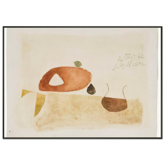 Julius Bissier  Komposition 7 Marz 62  1962 Framed Art Print  - Aluminum Frame - 21x29.7 cm / 8x12"