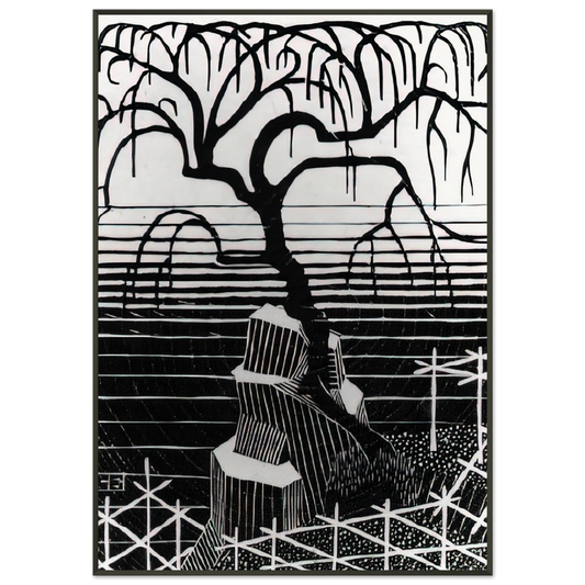 MC Escher  TREE 1926 Framed Art Print  - Aluminum Frame - 21x29.7 cm / 8x12"