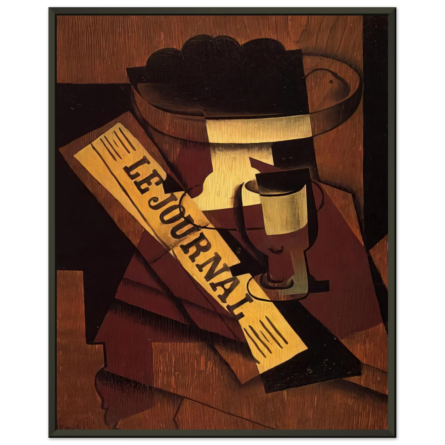 Juan Gris  FRUIT DISH GLASS AND NEWSPAPER 1916 Framed Art Print  - Aluminum Frame - 60x80 cm / 24x32 inches