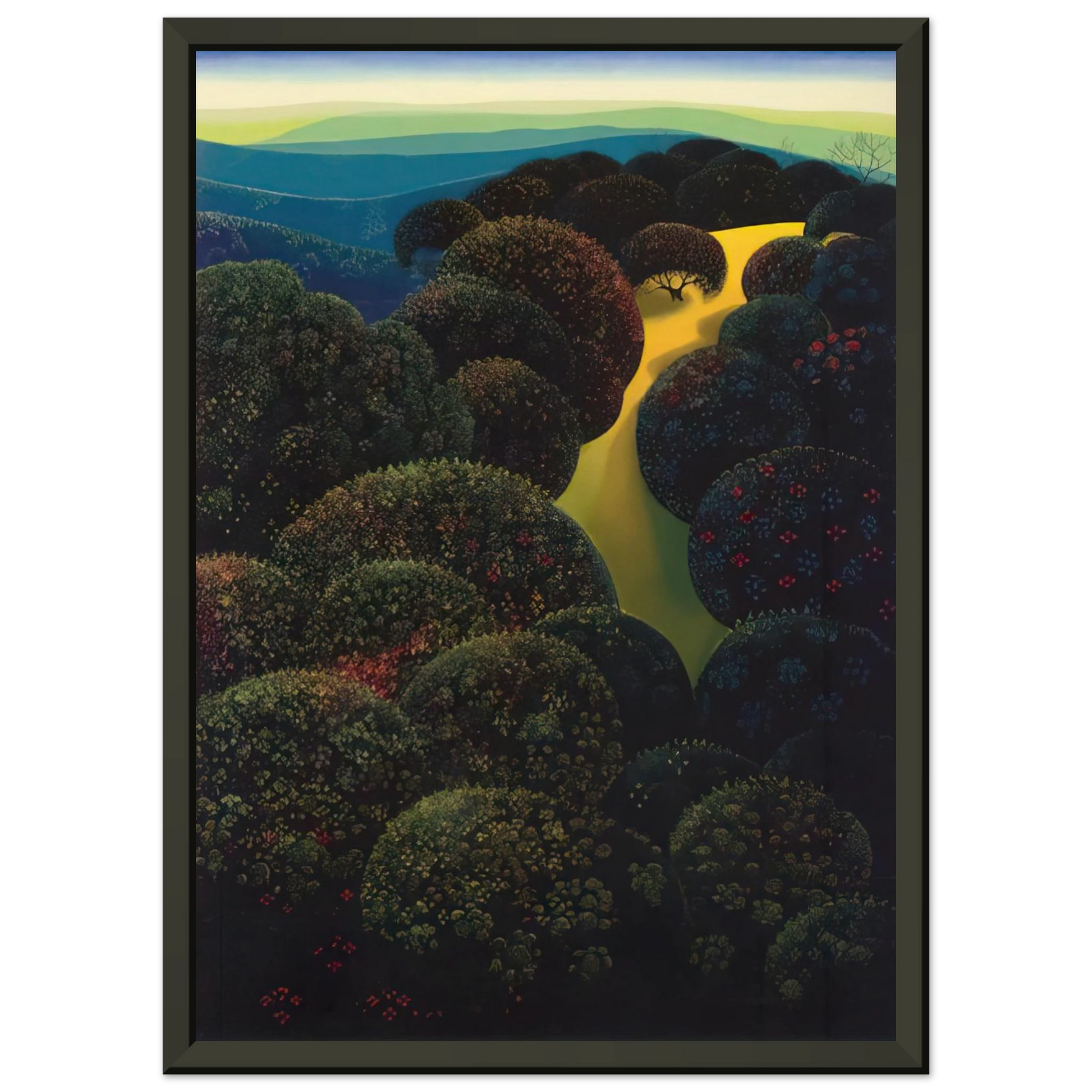 Eyvind Earle  Hidden Pasture Framed Art Print  - Aluminum Frame - 40x50 cm / 16x20 inches