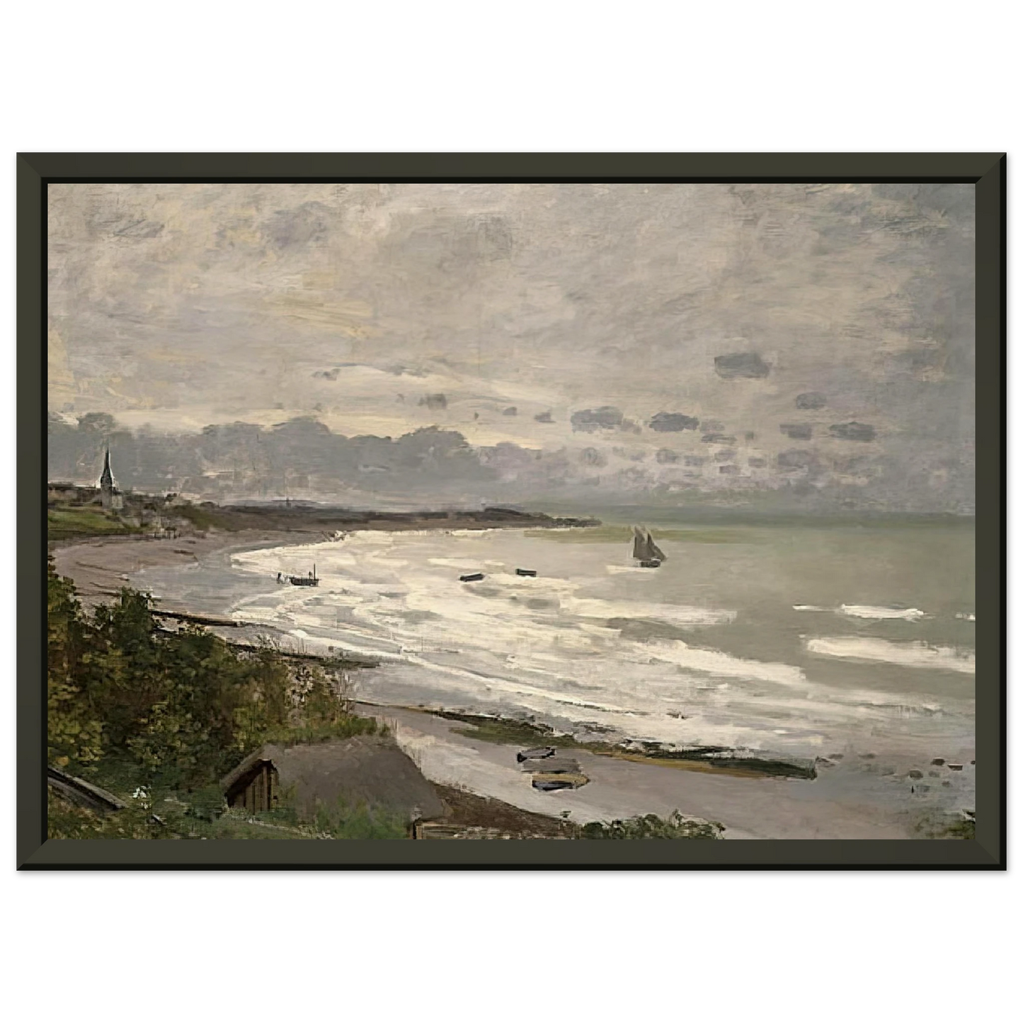 claude monet  The Beach at SaintAdresse Framed Art Print  - Aluminum Frame - 40x50 cm / 16x20 inches