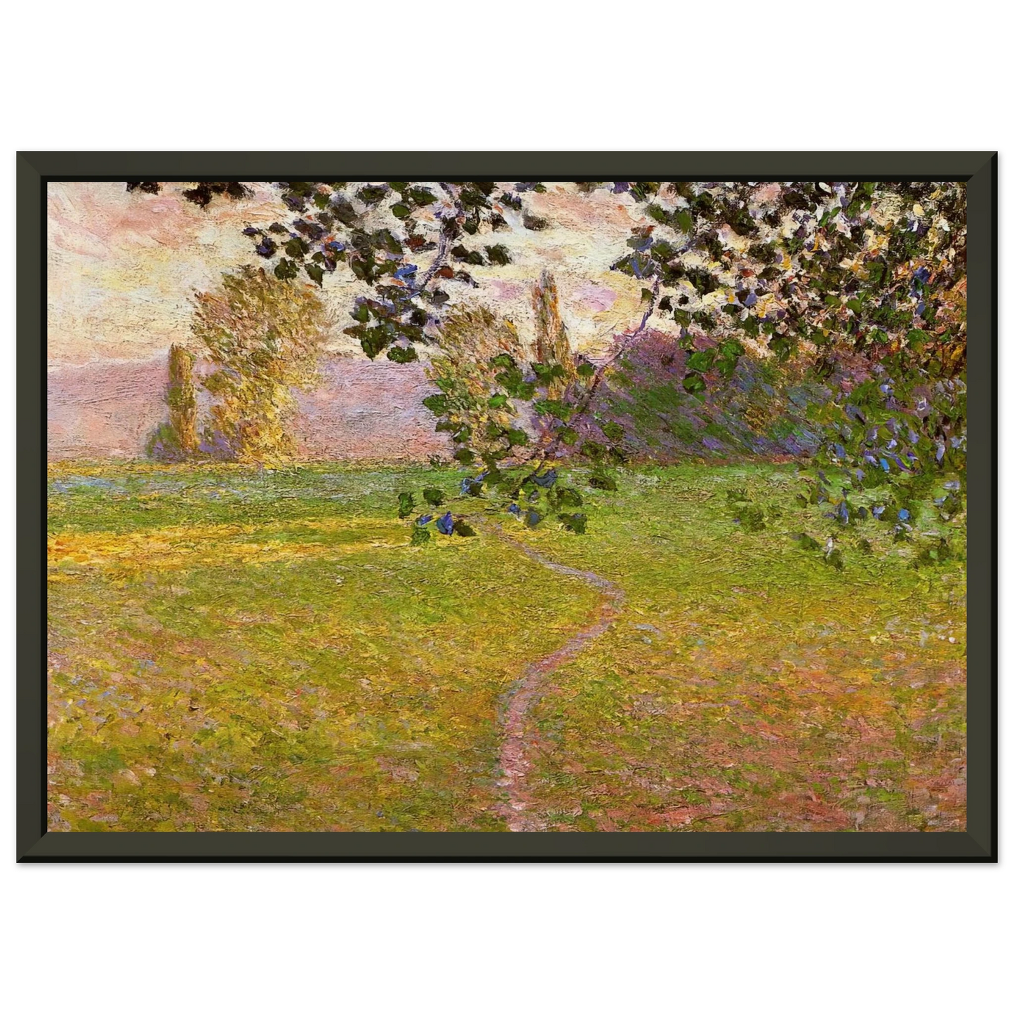 claude monet  Morning Landscape Giverny Framed Art Print  - Aluminum Frame - 60x80 cm / 24x32 inches