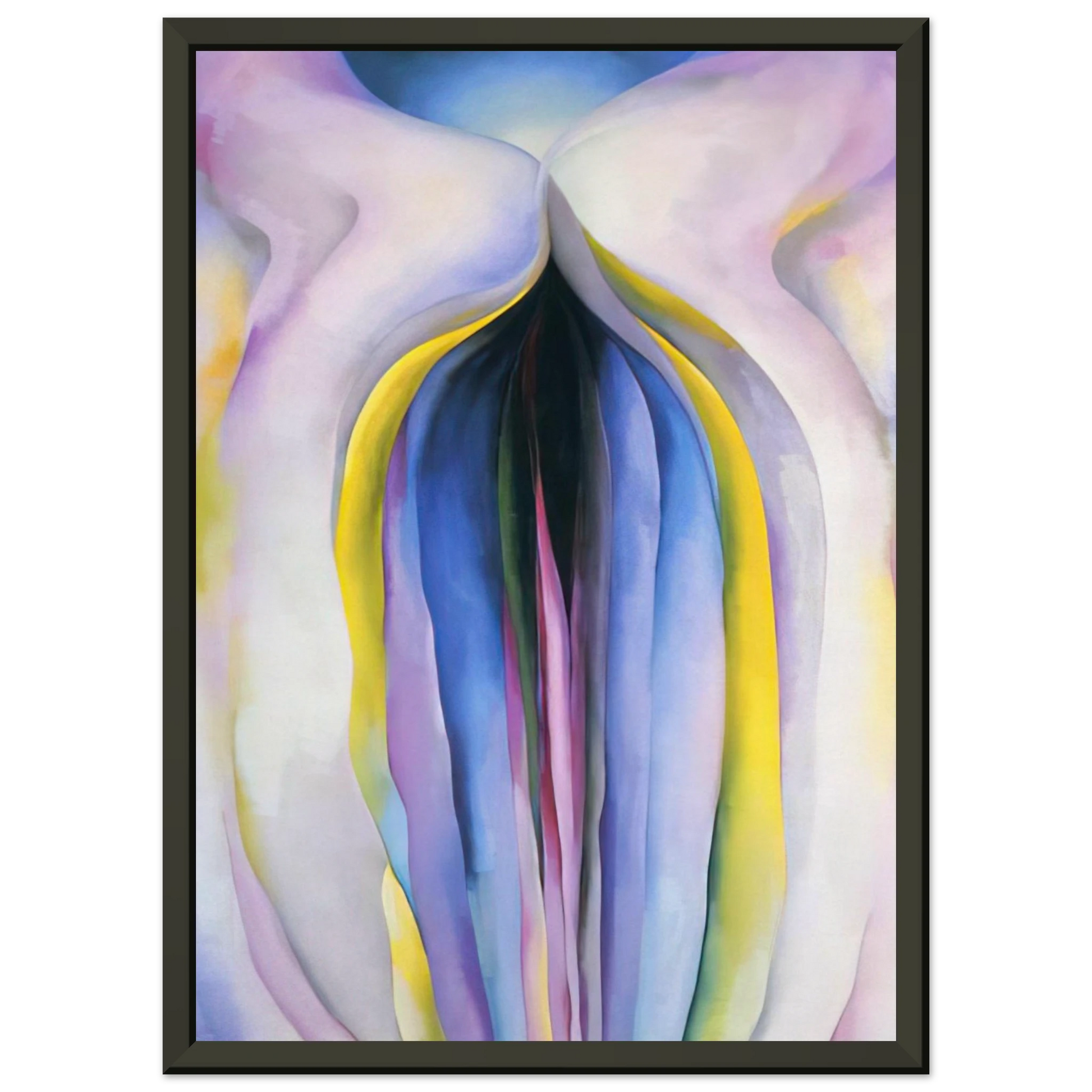 Georgia OKeeffe  Grey Line With Black Blue And Yellow Framed Art Print  - Aluminum Frame - 70x100 cm / 28x40 inches