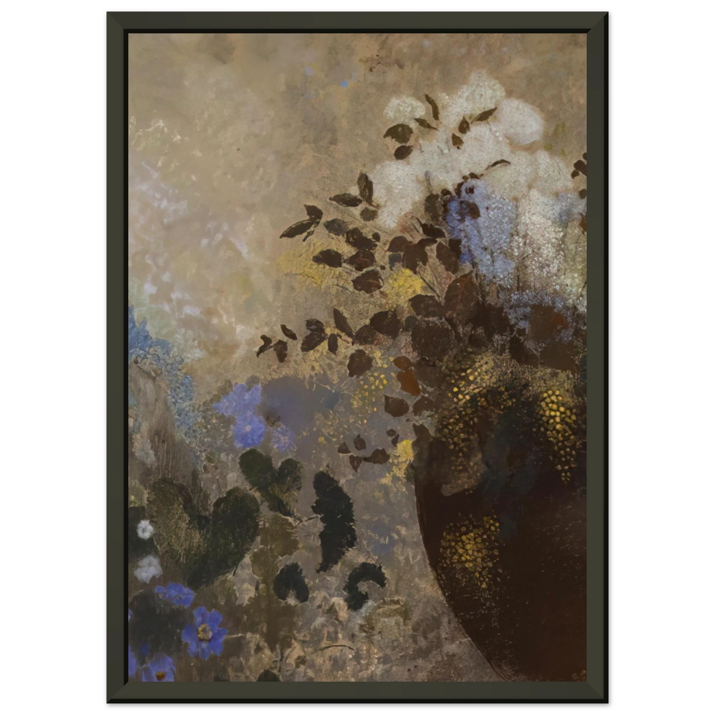 Odilon Redon  FLOWERS IN A BLACK VASE Framed Art Print  - Aluminum Frame - 40x50 cm / 16x20 inches